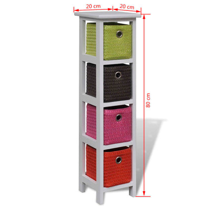 Storage Rack with Multi-colour Baskets Paulownia Wood - OLBRIT
