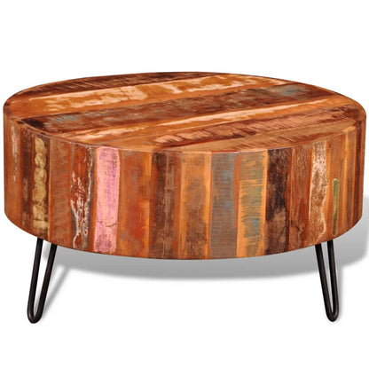Coffee Table Solid Reclaimed Wood Round - OLBRIT