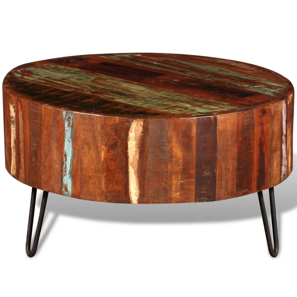 Coffee Table Solid Reclaimed Wood Round - OLBRIT