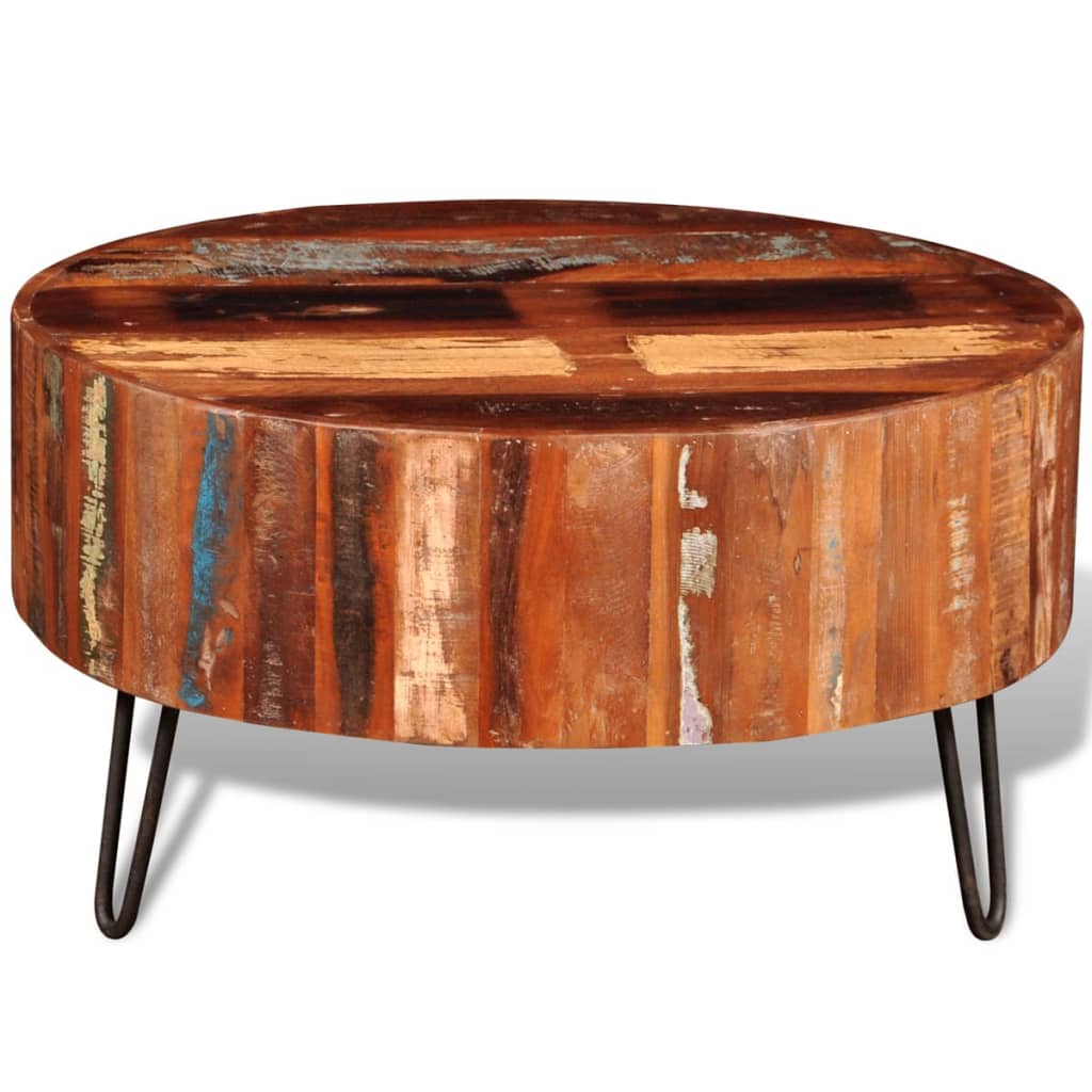 Coffee Table Solid Reclaimed Wood Round - OLBRIT