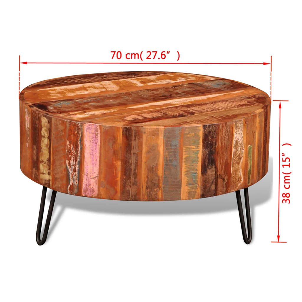 Coffee Table Solid Reclaimed Wood Round - OLBRIT