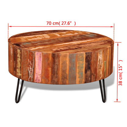 Coffee Table Solid Reclaimed Wood Round - OLBRIT