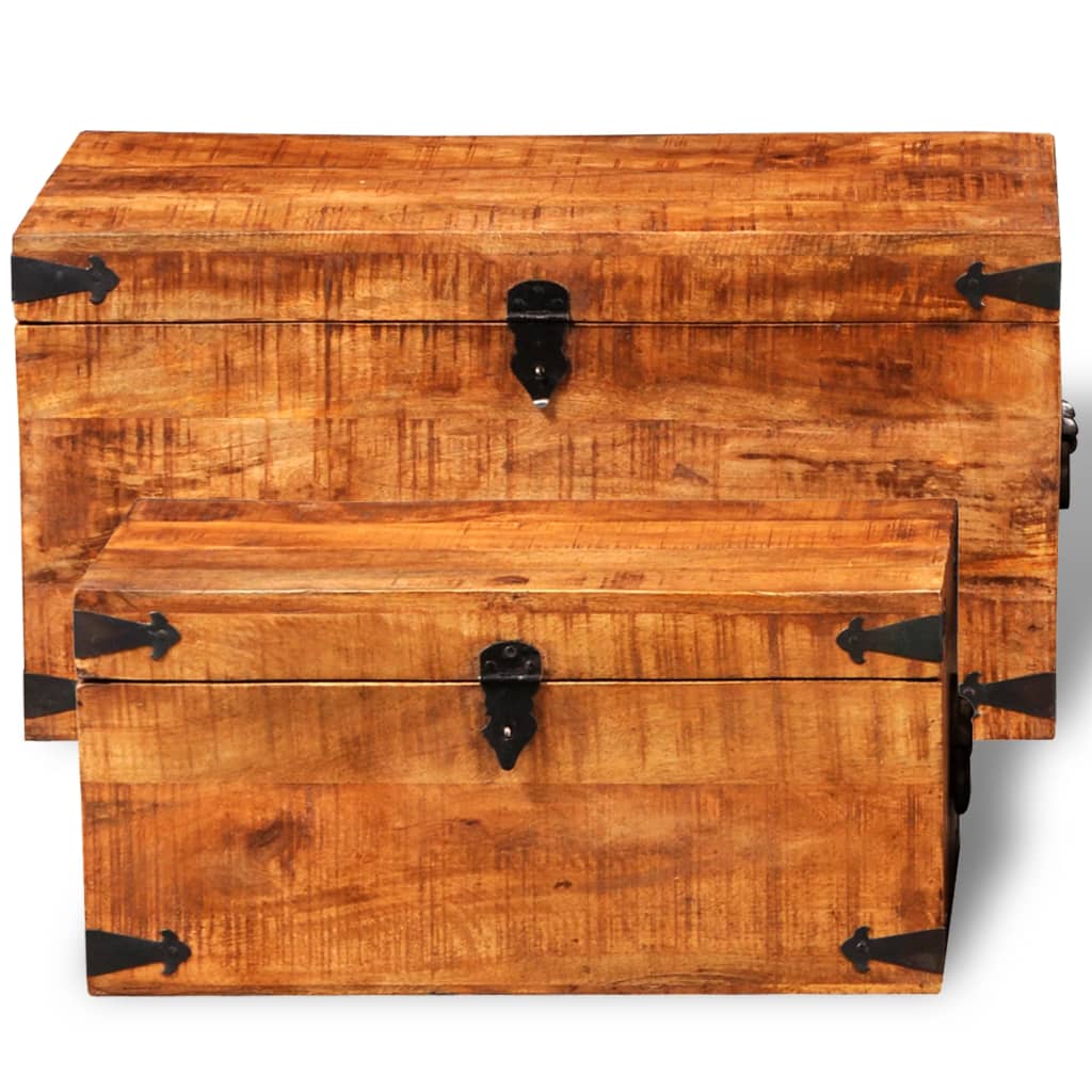 Storage Chest Set 2 Pieces Rough Mango Wood - OLBRIT