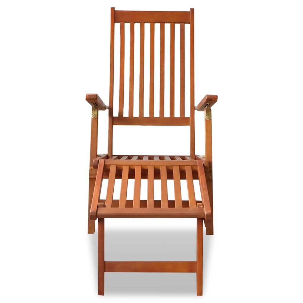 Outdoor Deck Chair with Footrest Solid Acacia Wood - OLBRIT