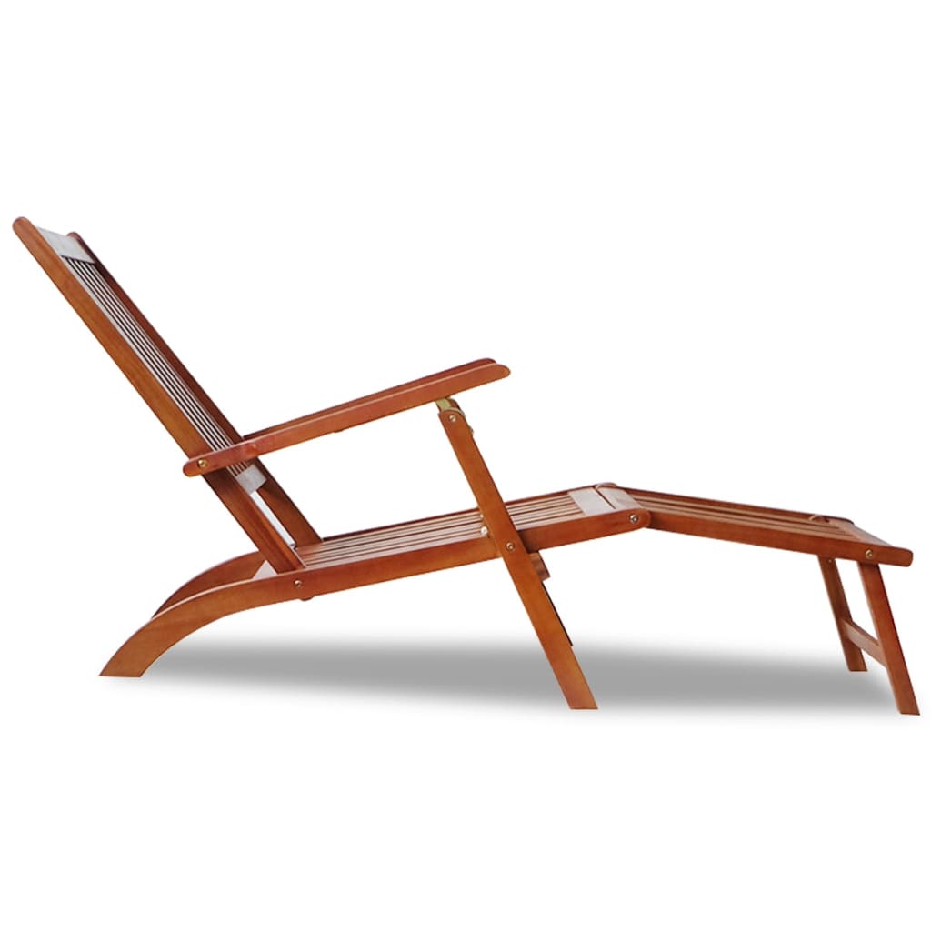 Outdoor Deck Chair with Footrest Solid Acacia Wood - OLBRIT