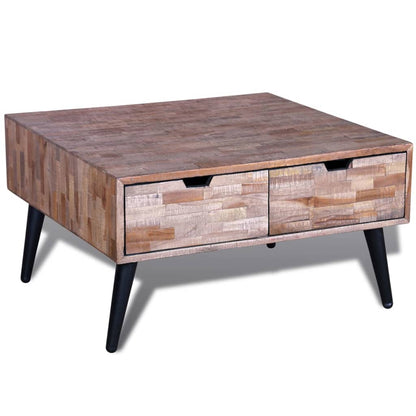 Coffee Table with 4 Drawers Reclaimed Teak Wood - OLBRIT