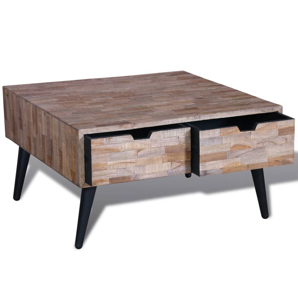 Coffee Table with 4 Drawers Reclaimed Teak Wood - OLBRIT