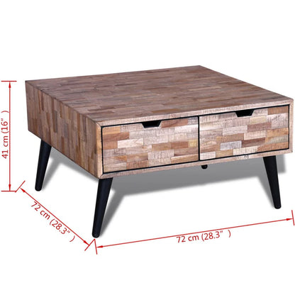 Coffee Table with 4 Drawers Reclaimed Teak Wood - OLBRIT