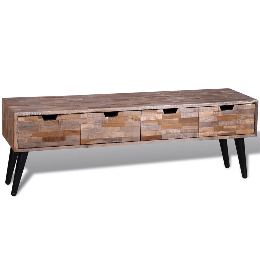 Console TV Cabinet with 4 Drawers Reclaimed Teak - OLBRIT