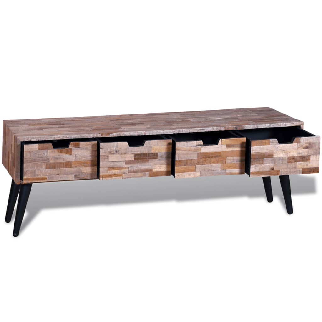 Console TV Cabinet with 4 Drawers Reclaimed Teak - OLBRIT