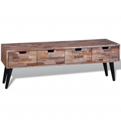 Console TV Cabinet with 4 Drawers Reclaimed Teak - OLBRIT