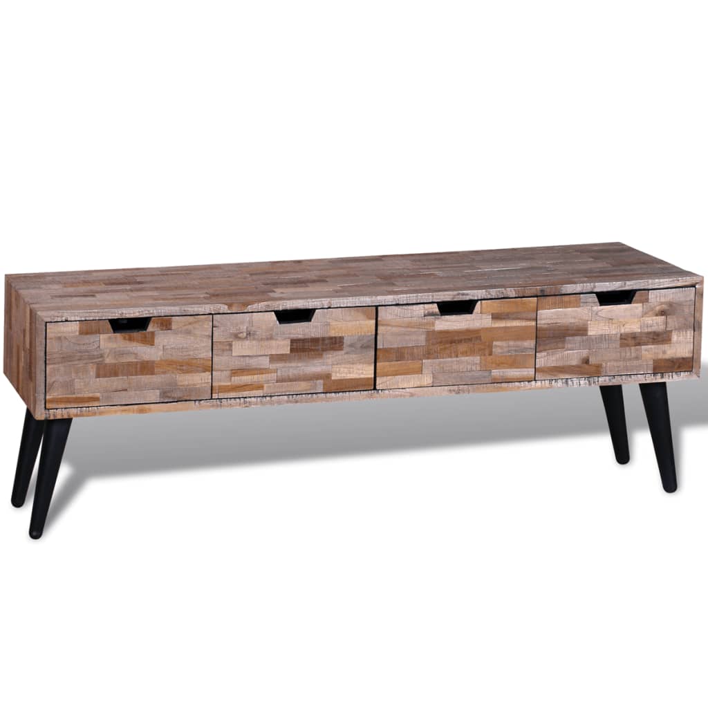 Console TV Cabinet with 4 Drawers Reclaimed Teak - OLBRIT