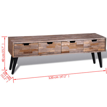 Console TV Cabinet with 4 Drawers Reclaimed Teak - OLBRIT