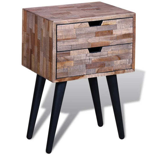 Nightstand with 2 Drawers Reclaimed Teak Wood - OLBRIT