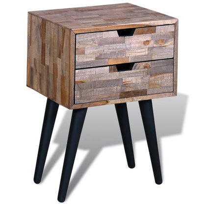 Nightstand with 2 Drawers Reclaimed Teak Wood - OLBRIT