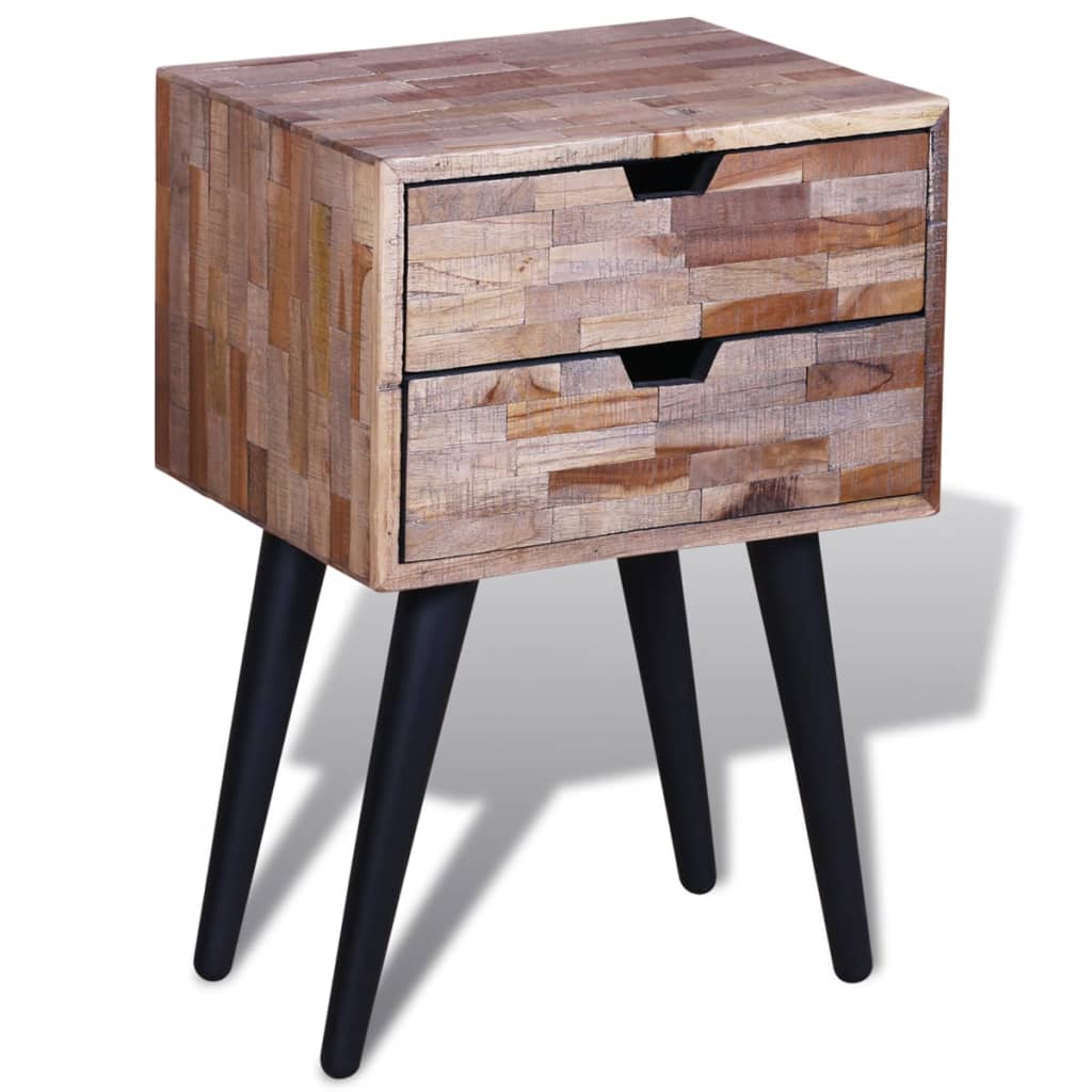Nightstand with 2 Drawers Reclaimed Teak Wood - OLBRIT