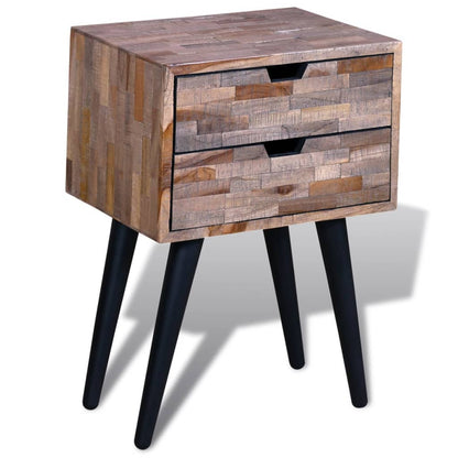 Nightstand with 2 Drawers Reclaimed Teak Wood - OLBRIT