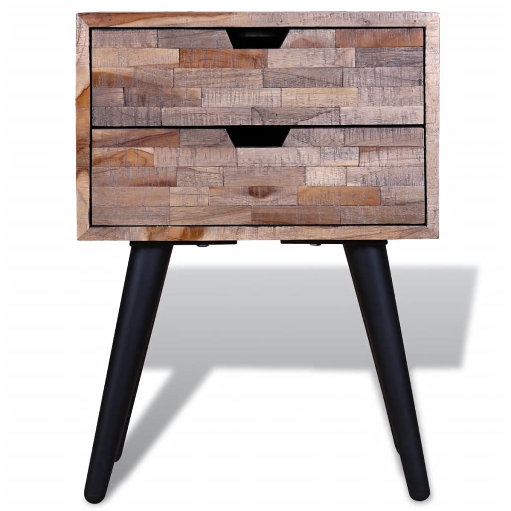Nightstand with 2 Drawers Reclaimed Teak Wood - OLBRIT