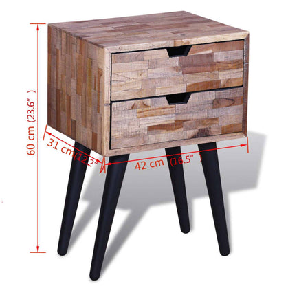 Nightstand with 2 Drawers Reclaimed Teak Wood - OLBRIT