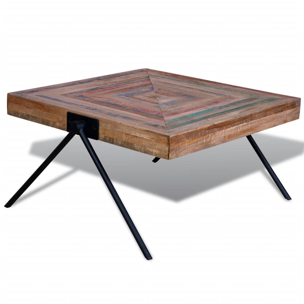 Coffee Table with V-shaped Legs Reclaimed Teak Wood - OLBRIT