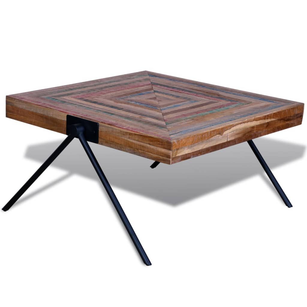 Coffee Table with V-shaped Legs Reclaimed Teak Wood - OLBRIT