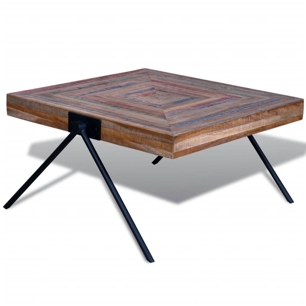 Coffee Table with V-shaped Legs Reclaimed Teak Wood - OLBRIT