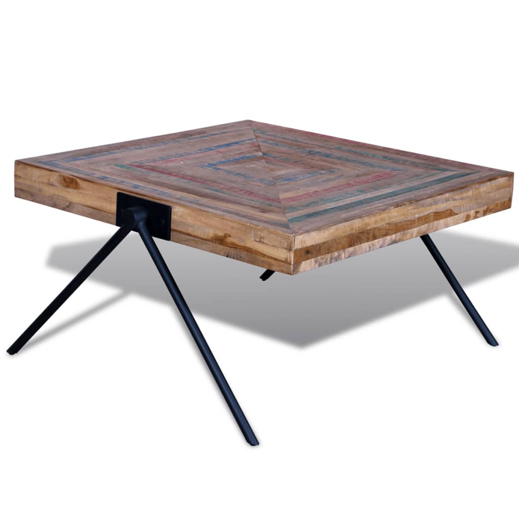 Coffee Table with V-shaped Legs Reclaimed Teak Wood - OLBRIT