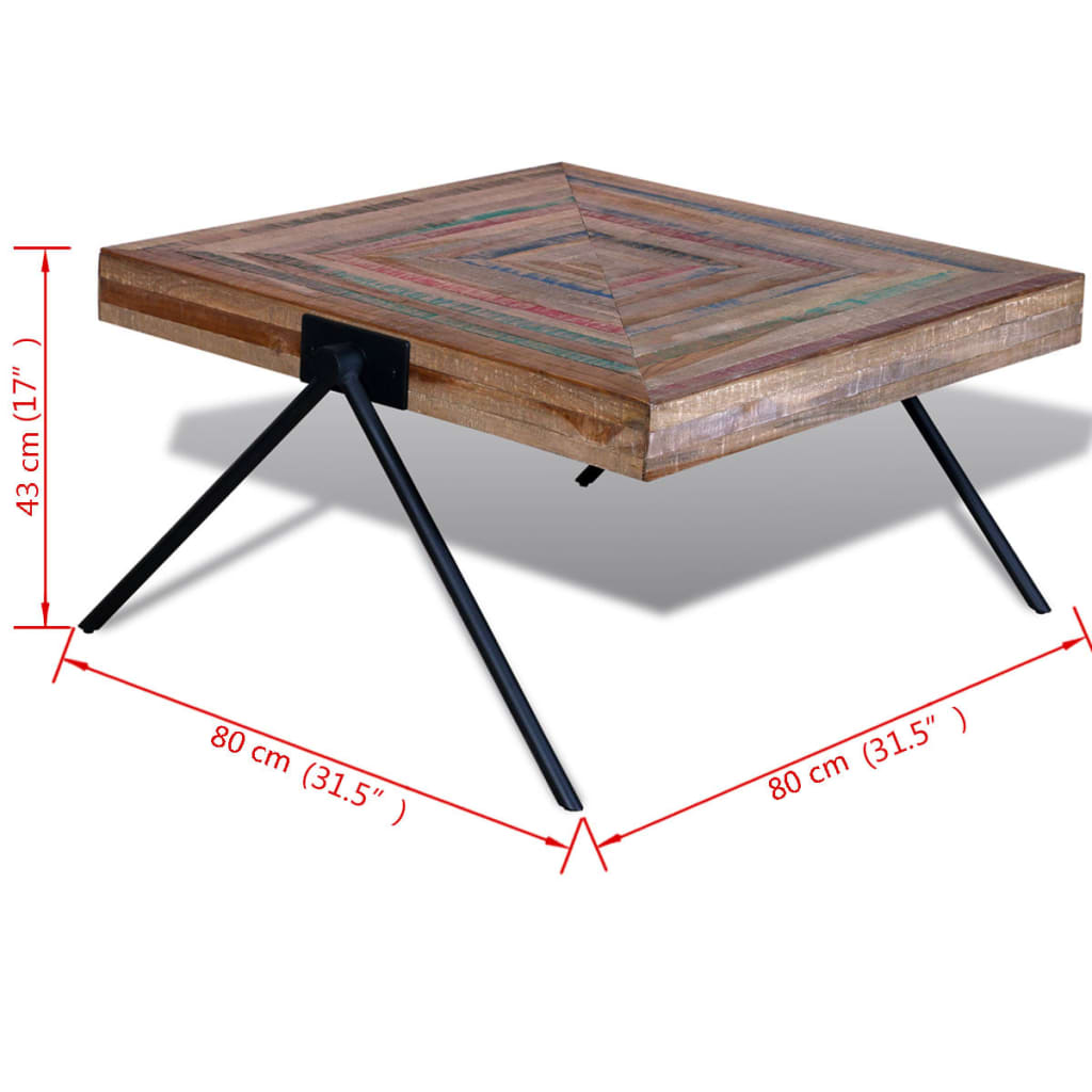 Coffee Table with V-shaped Legs Reclaimed Teak Wood - OLBRIT