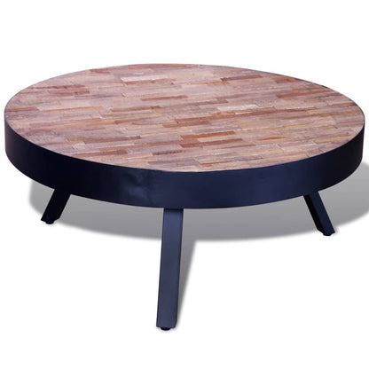 Coffee Table Round Reclaimed Teak Wood - OLBRIT