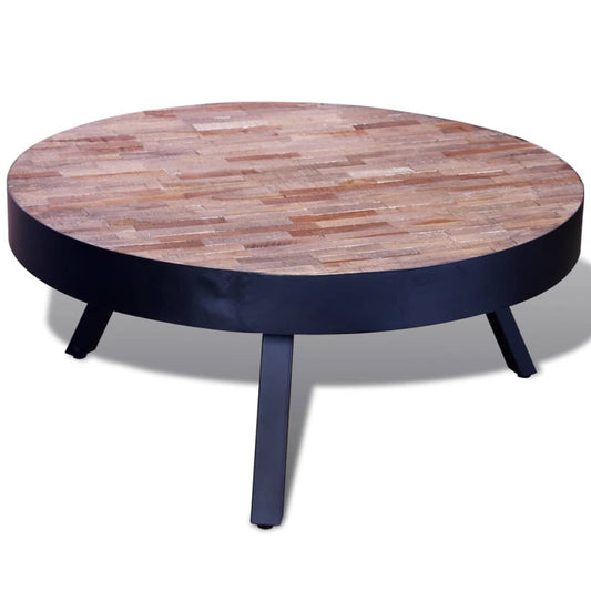 Coffee Table Round Reclaimed Teak Wood - OLBRIT