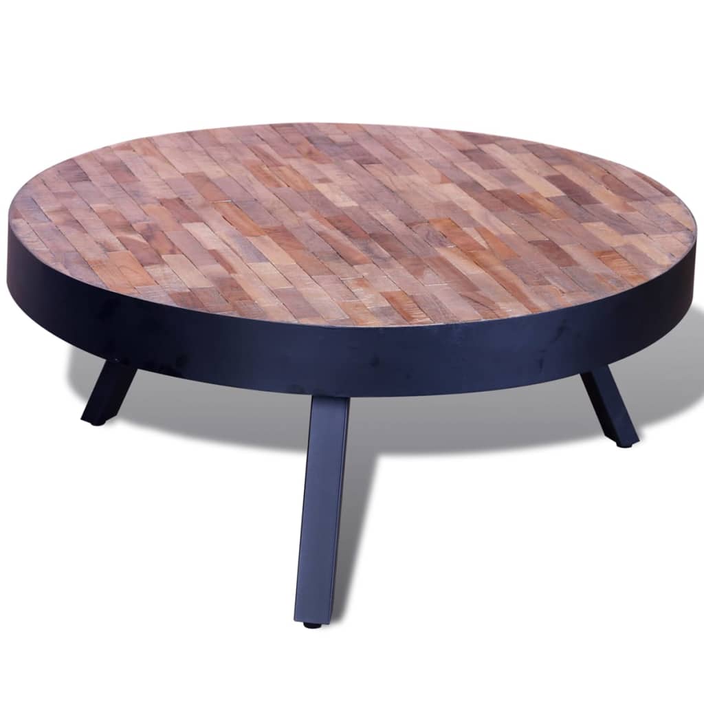 Coffee Table Round Reclaimed Teak Wood - OLBRIT