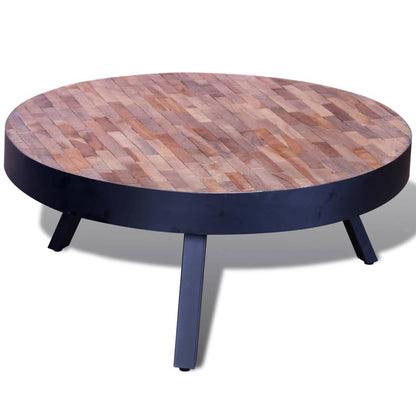 Coffee Table Round Reclaimed Teak Wood - OLBRIT