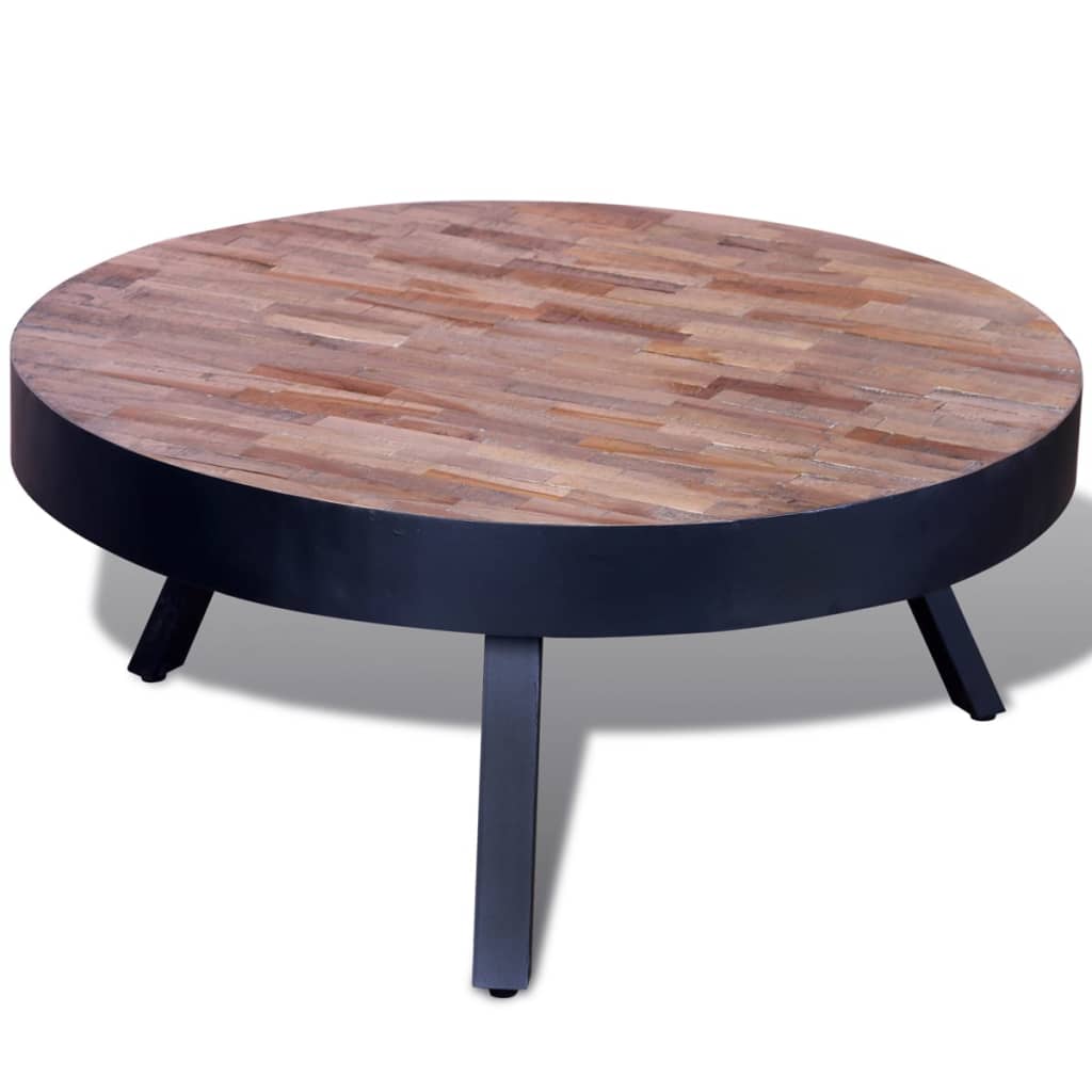 Coffee Table Round Reclaimed Teak Wood - OLBRIT