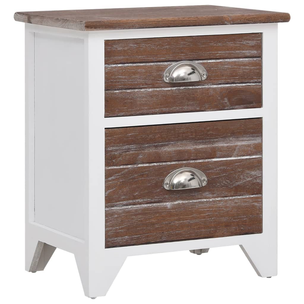 Nightstand 2 pcs with 2 Drawers Brown and White - OLBRIT