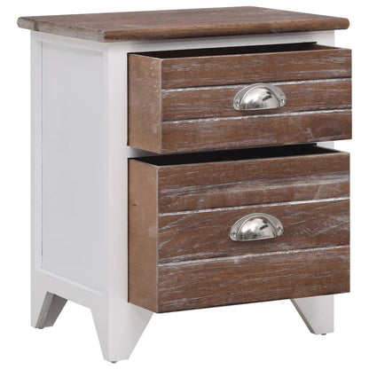 Nightstand 2 pcs with 2 Drawers Brown and White - OLBRIT
