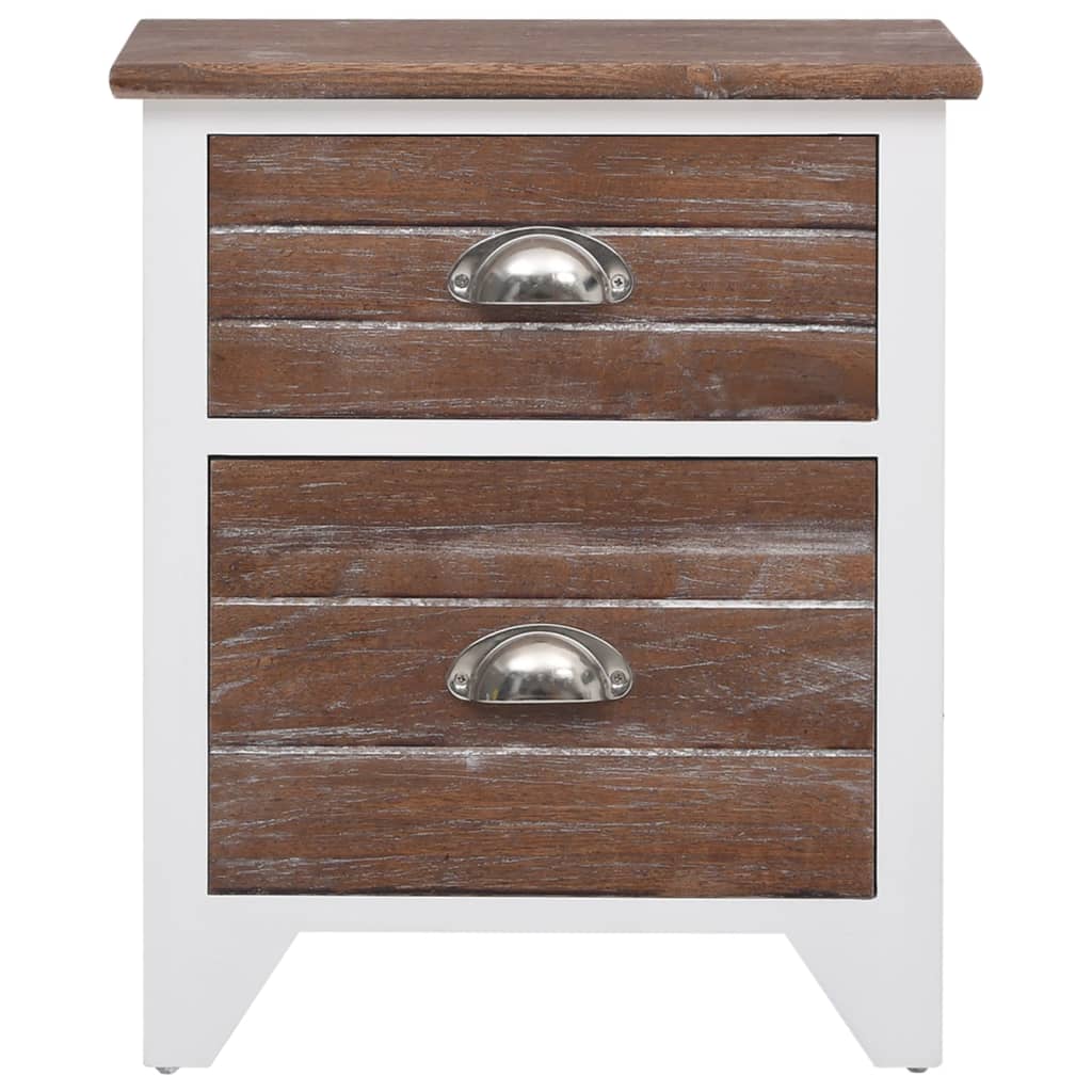 Nightstand 2 pcs with 2 Drawers Brown and White - OLBRIT