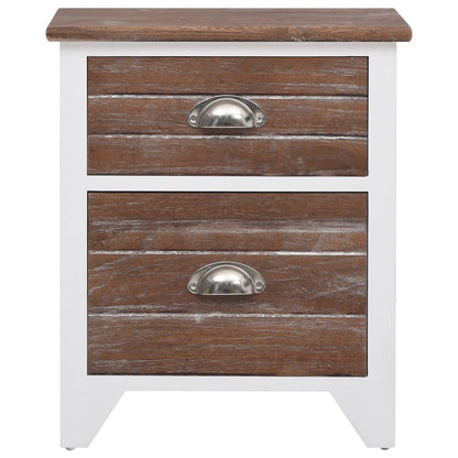 Nightstand 2 pcs with 2 Drawers Brown and White - OLBRIT