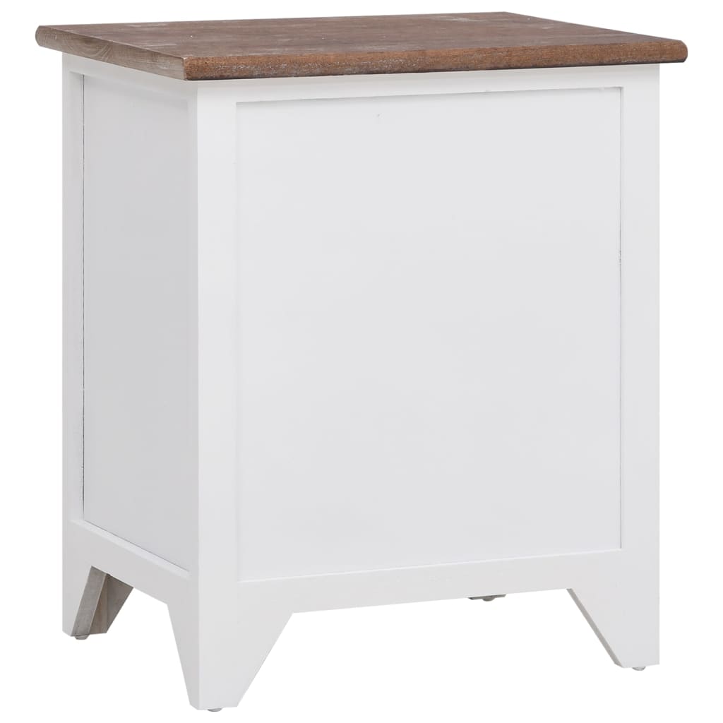 Nightstand 2 pcs with 2 Drawers Brown and White - OLBRIT