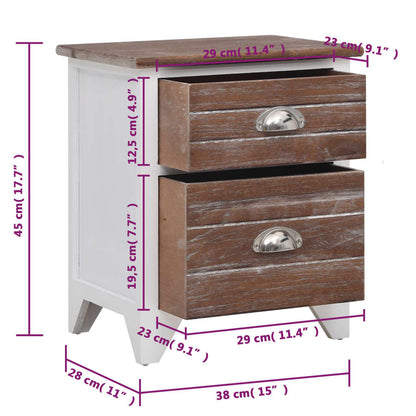 Nightstand 2 pcs with 2 Drawers Brown and White - OLBRIT