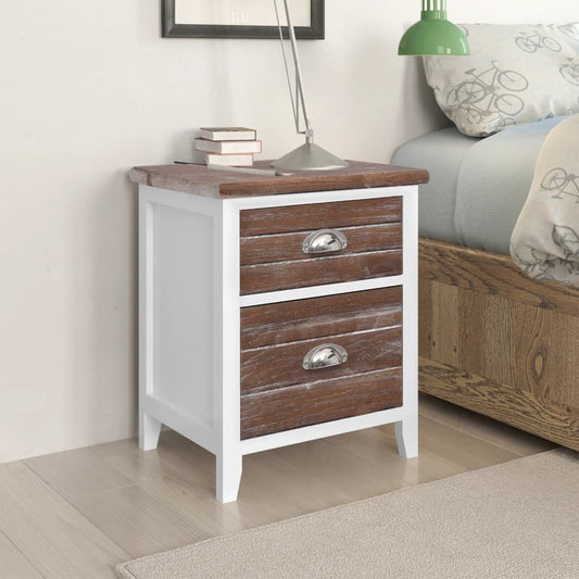 Nightstand 2 pcs with 2 Drawers Brown and White - OLBRIT