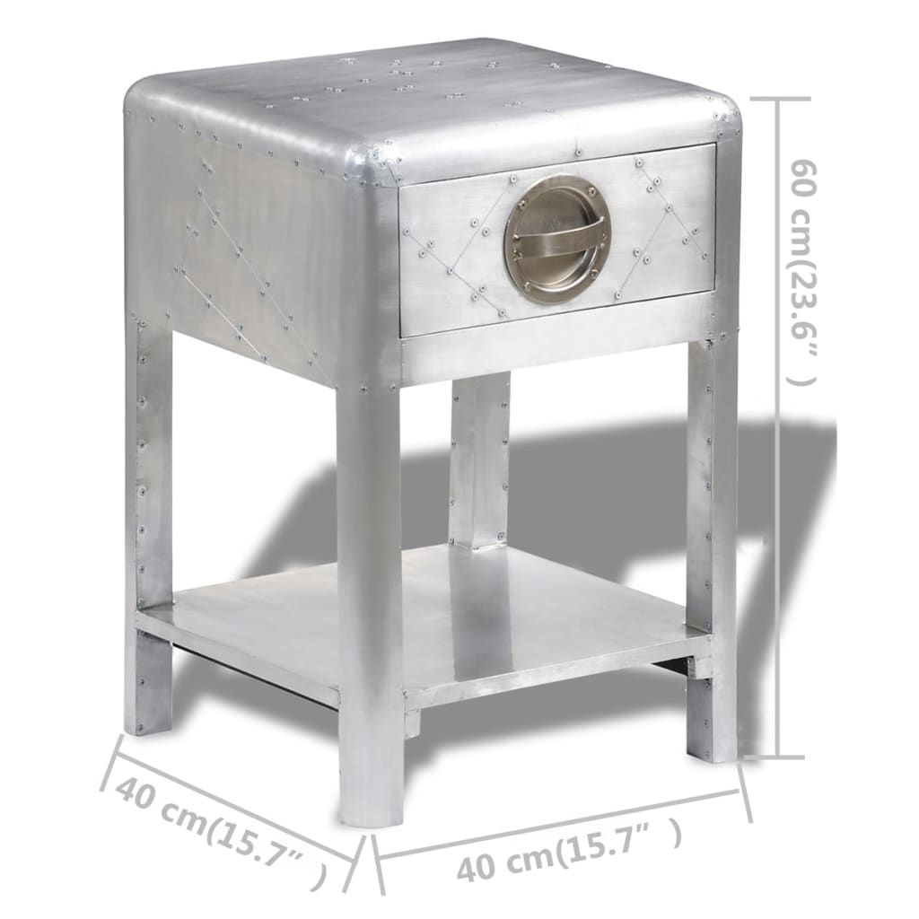 Aviator End Table with 1 Drawer Vintage Aircraft Airman Style - OLBRIT