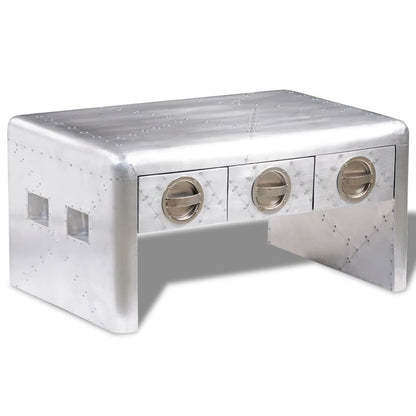 Aviator Coffee Table 3 Drawers Vintage Aircraft Airman Style - OLBRIT