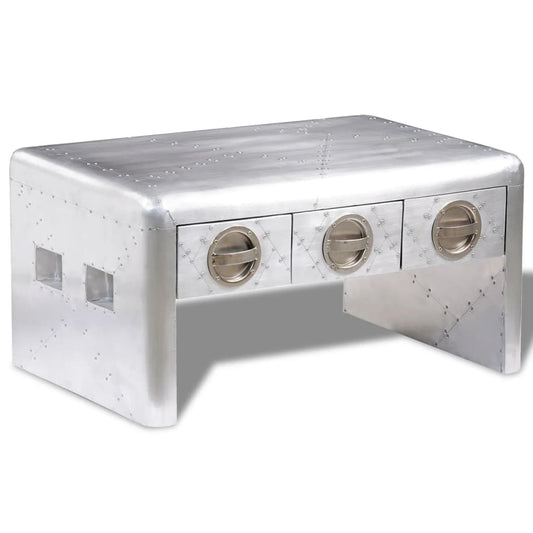 Aviator Coffee Table 3 Drawers Vintage Aircraft Airman Style - OLBRIT