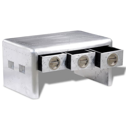 Aviator Coffee Table 3 Drawers Vintage Aircraft Airman Style - OLBRIT