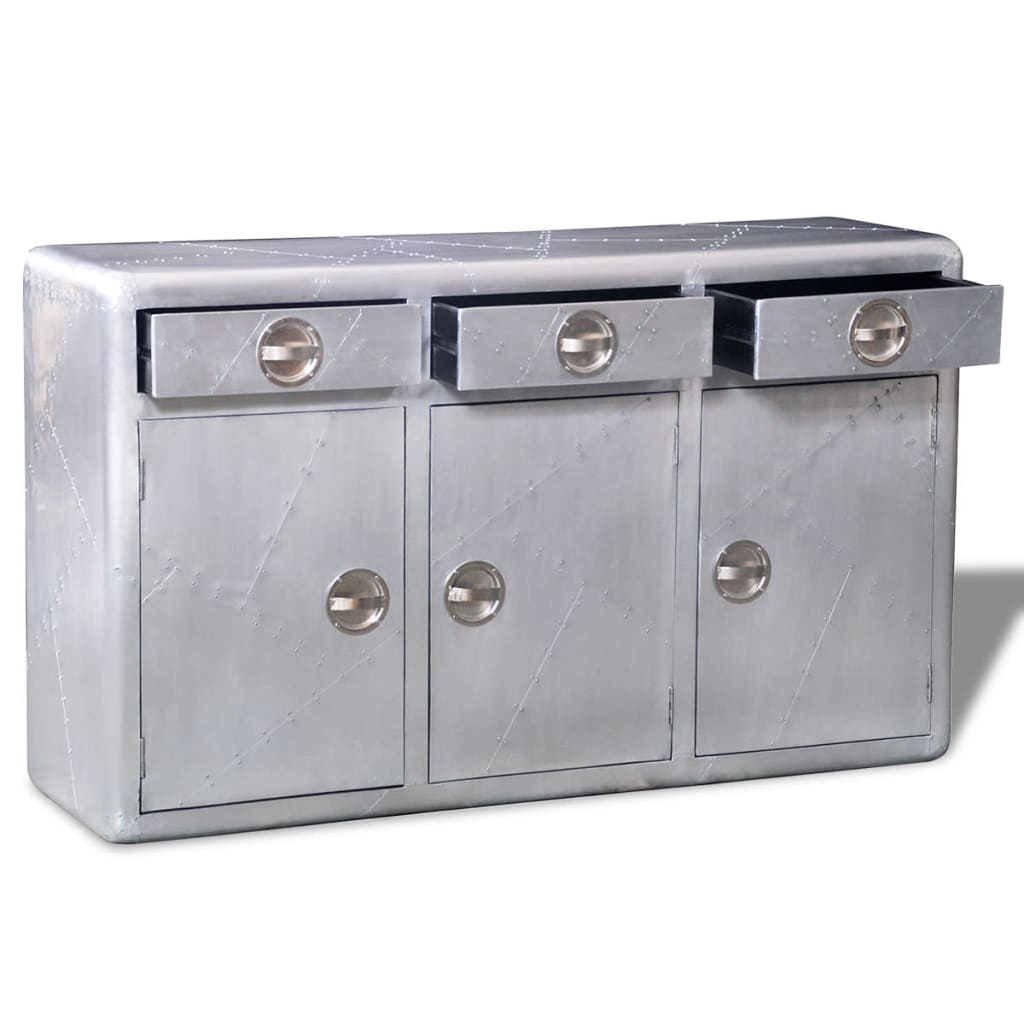 Aviator Sideboard 3 Drawers Vintage Aircraft Airman Aluminium - OLBRIT