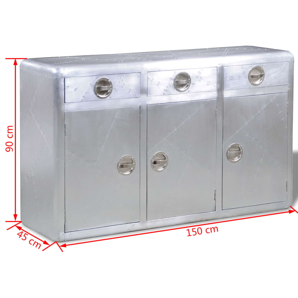 Aviator Sideboard 3 Drawers Vintage Aircraft Airman Aluminium - OLBRIT