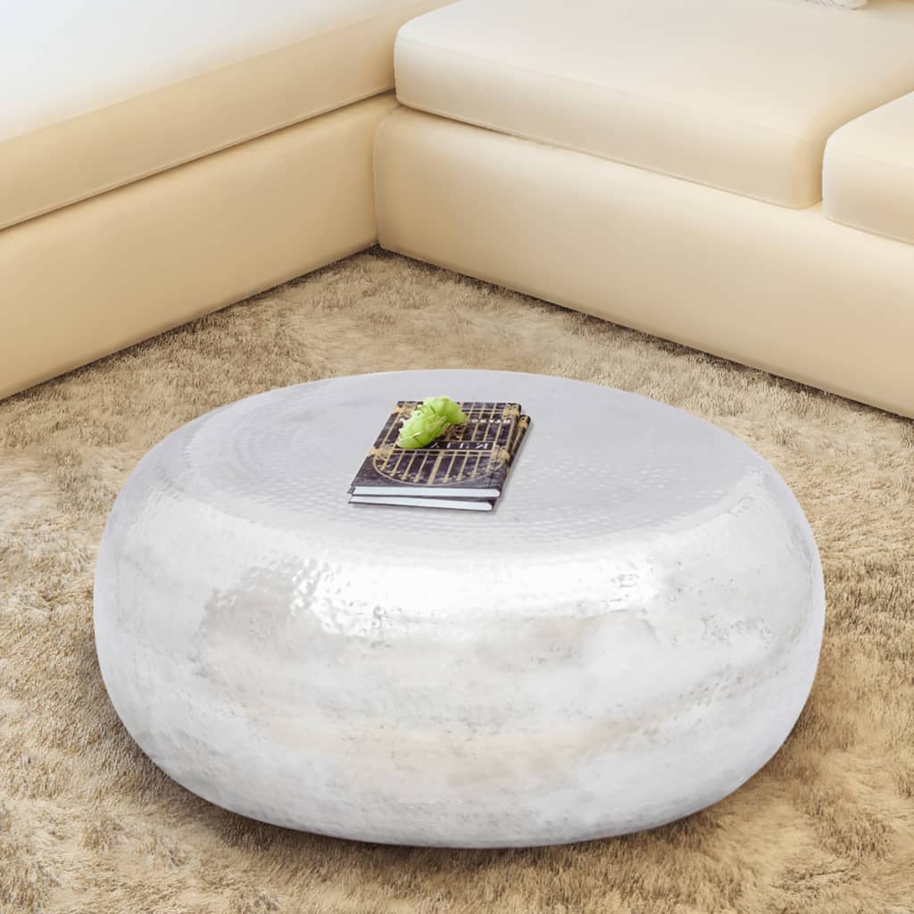 Hammered Aluminium Coffee Table Silver - OLBRIT