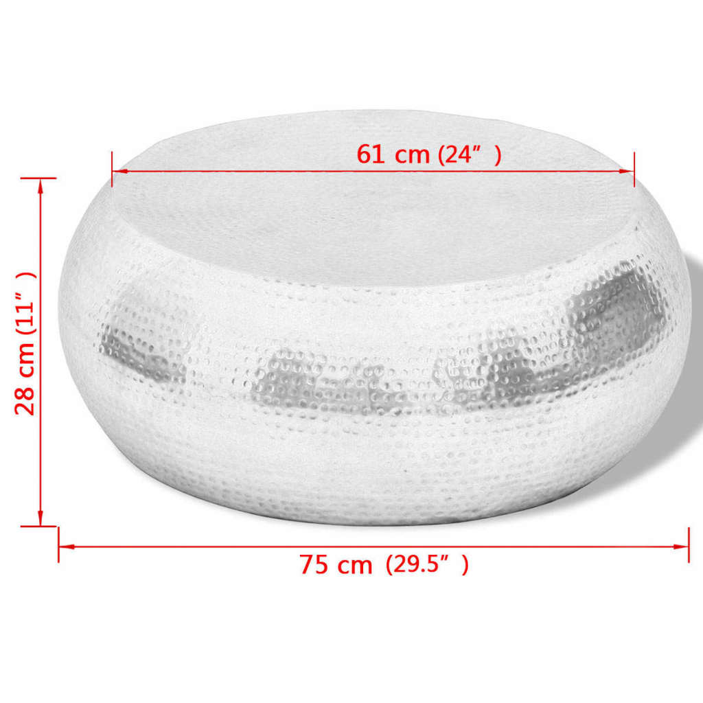 Hammered Aluminium Coffee Table Silver - OLBRIT