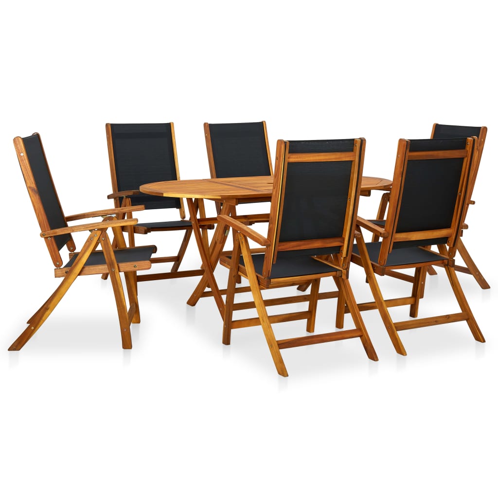 7 Piece Outdoor Dining Set Solid Acacia Wood - OLBRIT