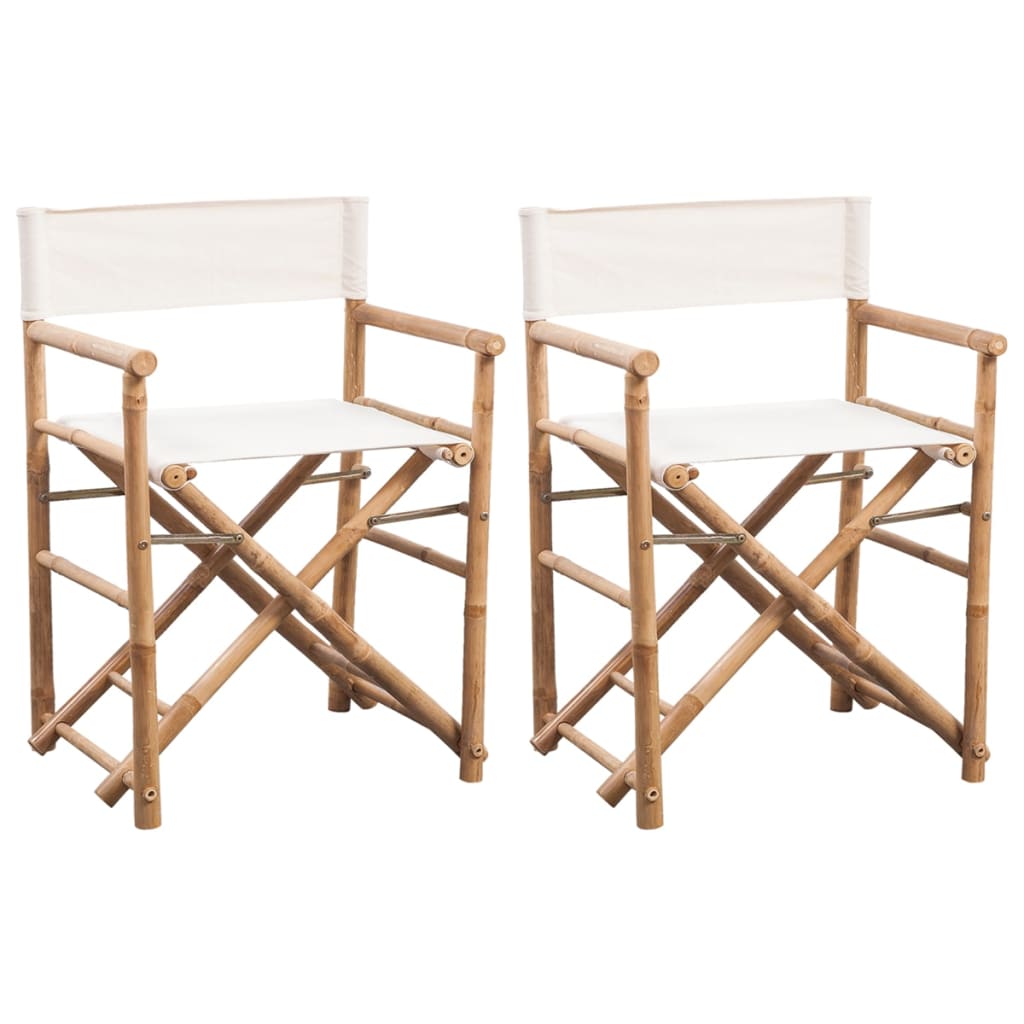 Folding Director's Chair 2 pcs Bamboo and Canvas - OLBRIT